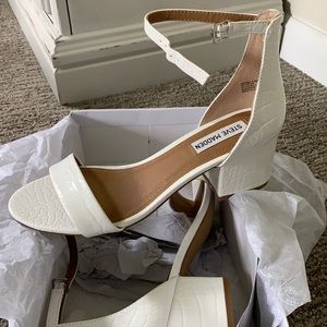 Steve Madden White Irenee Block Heel Sandal